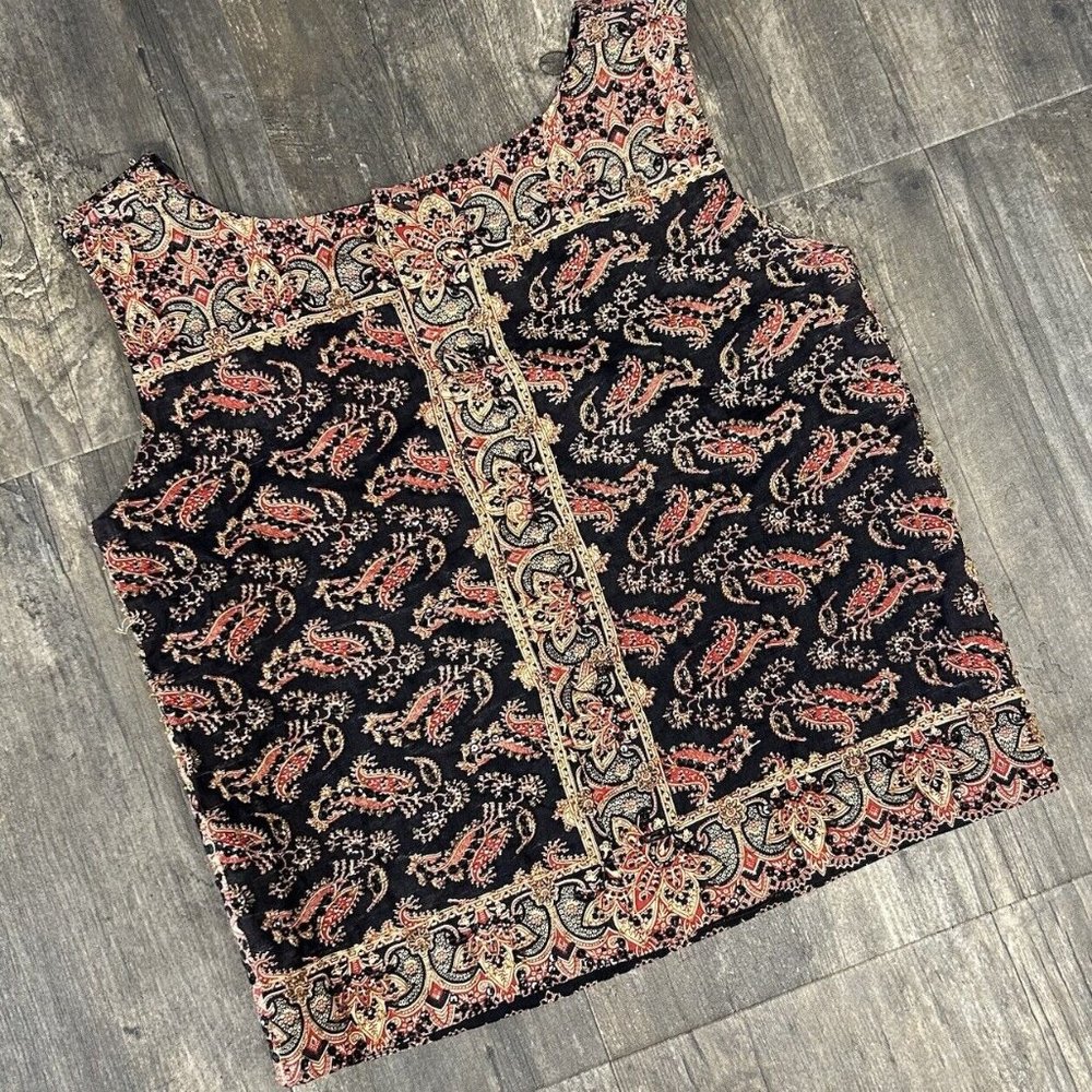 Vintage Lila Bath Beaded Sequins Paisleys Sleeveless Top Women Size‎ 12